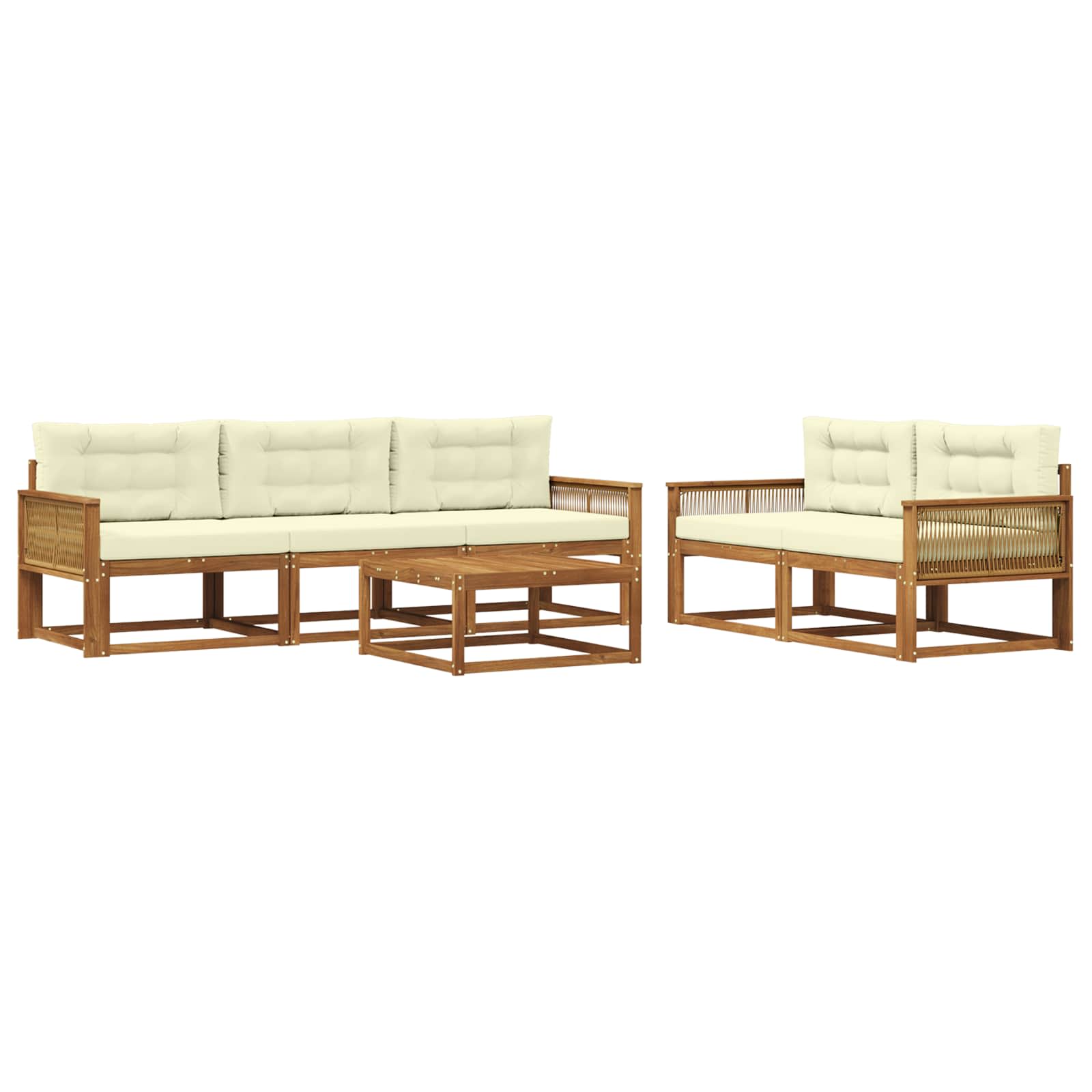 Outdoor-Sofagarnitur mit Kissen 6 pcs Natur und Creme