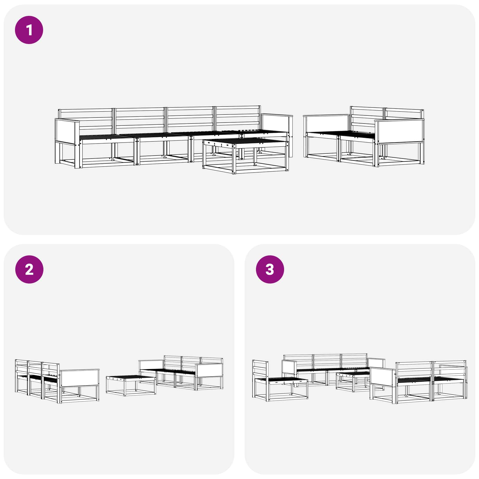 Outdoor-Sofagarnitur 7 pcs Natur Massivholz Akazie