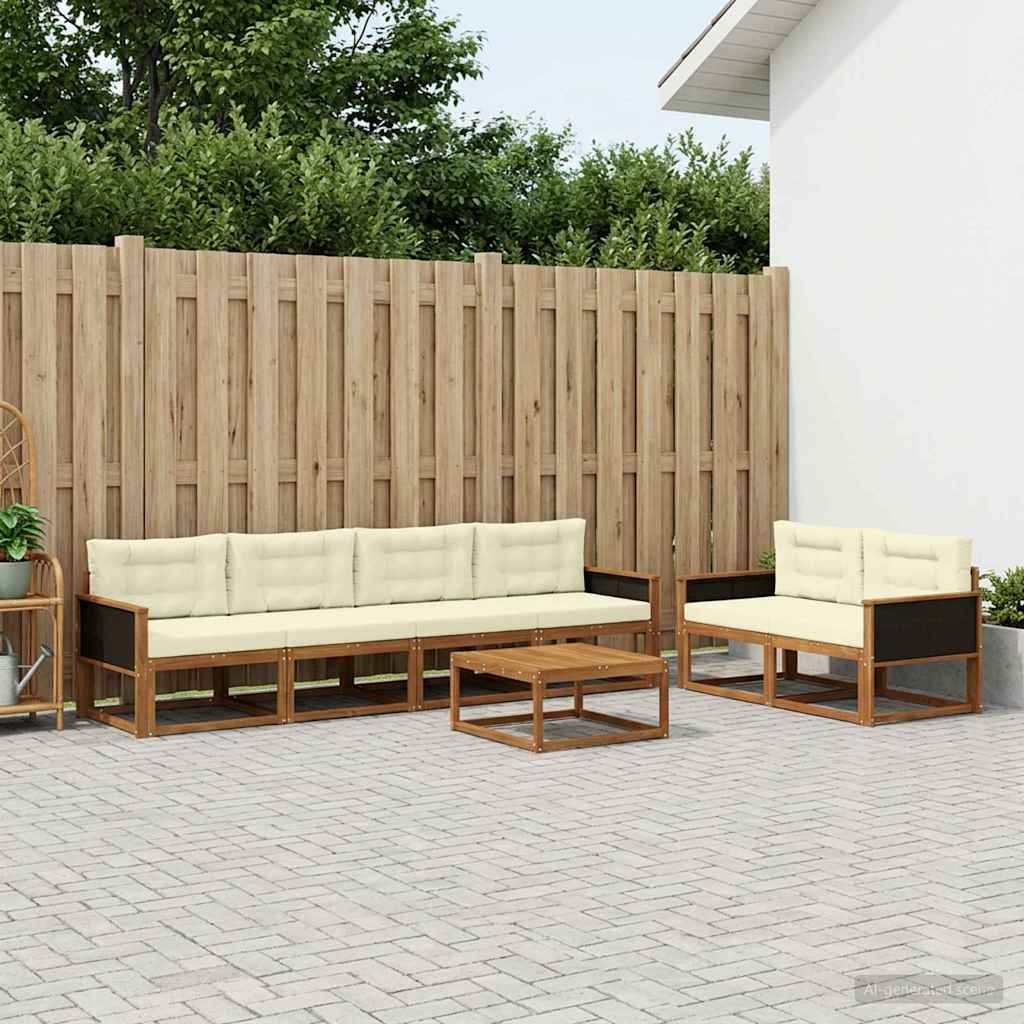 Outdoor-Sofagarnitur mit Kissen 7 pcs Natur und Creme
