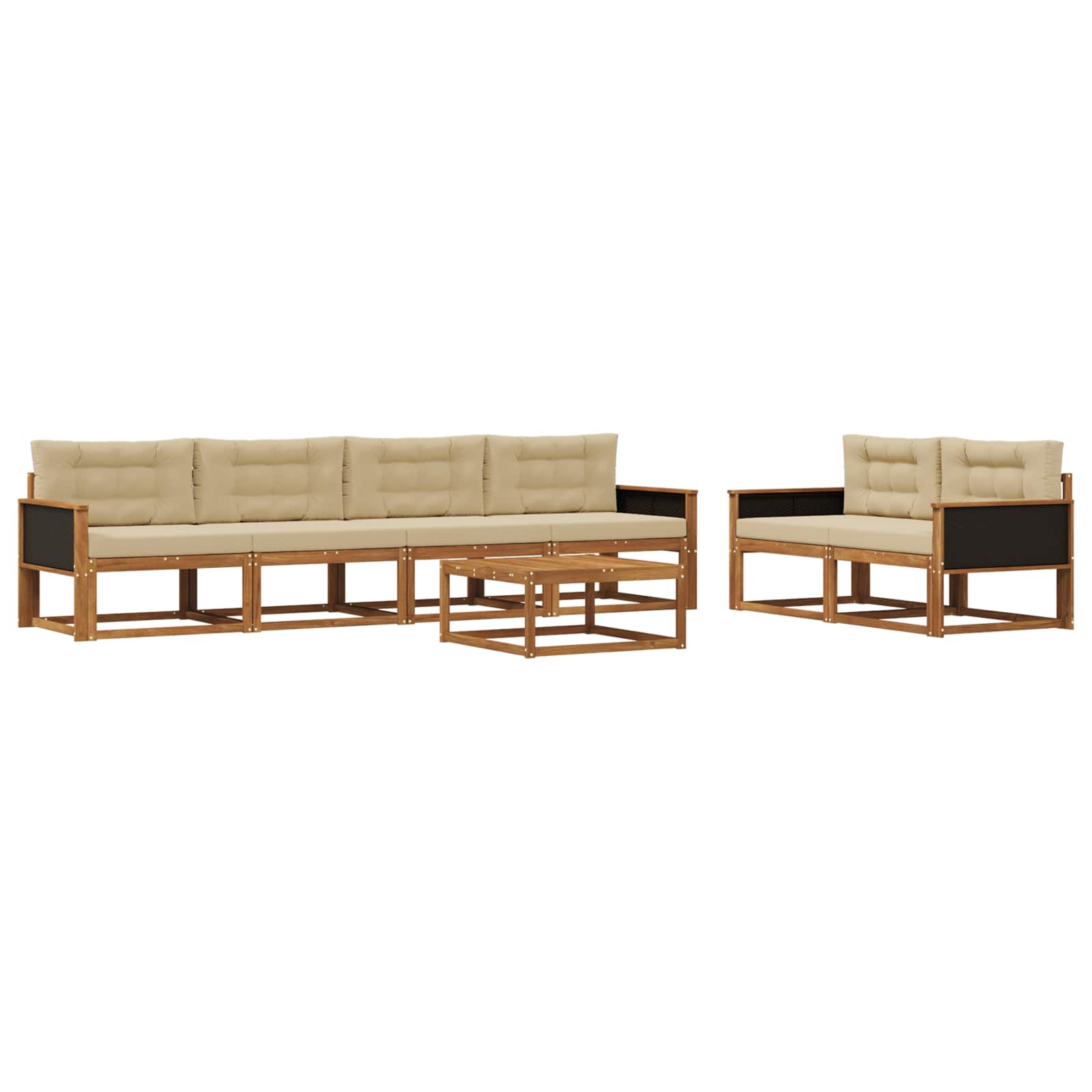 Outdoor-Sofagarnitur 7 pcs Natur und Beige