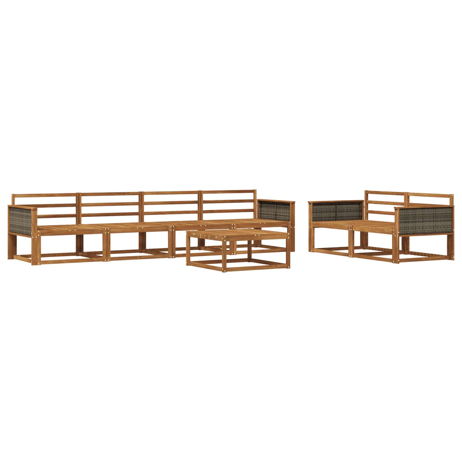 Outdoor-Sofagarnitur 7 pcs Natur Massivholz Akazie