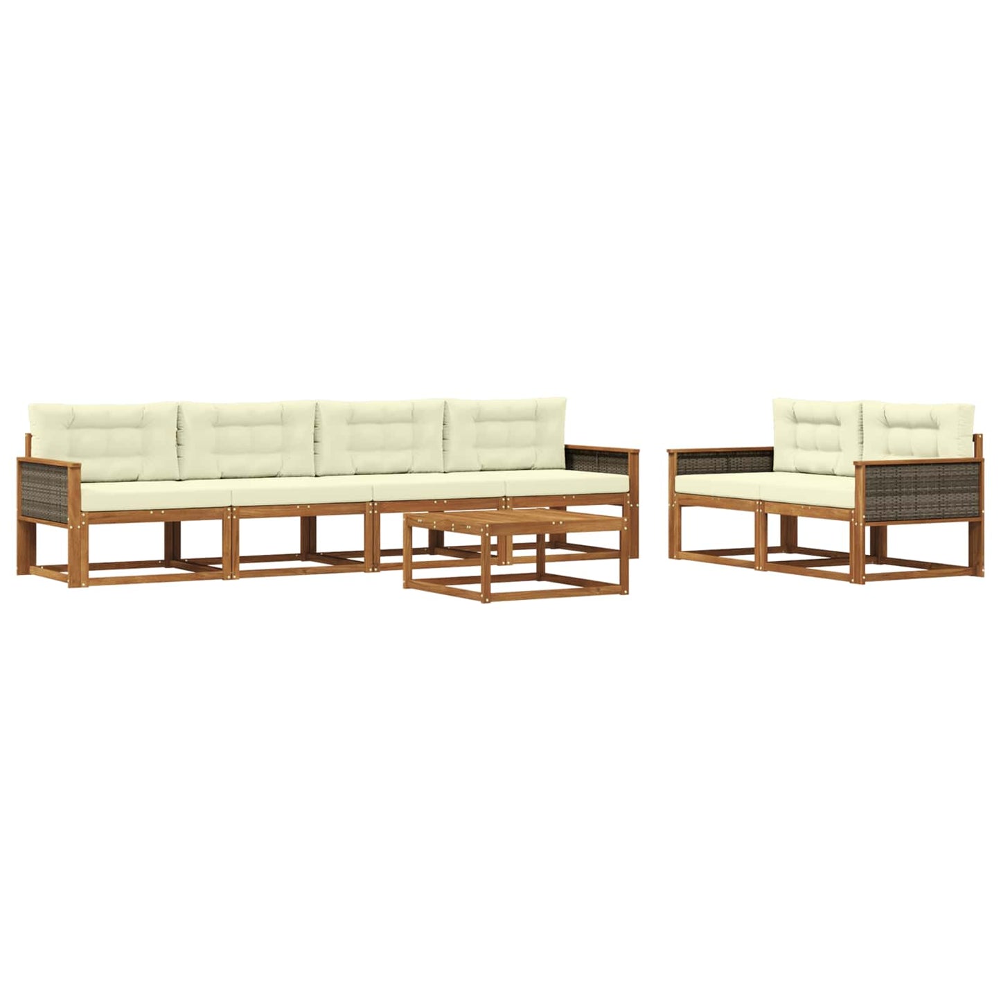 Outdoor-Sofagarnitur mit Kissen 7 pcs Natur und Creme