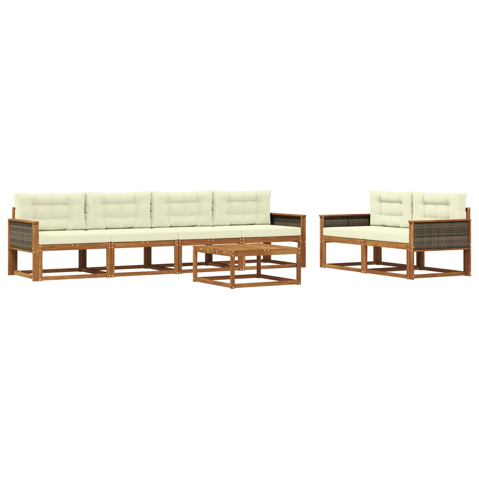 Outdoor-Sofagarnitur mit Kissen 7 pcs Natur und Creme