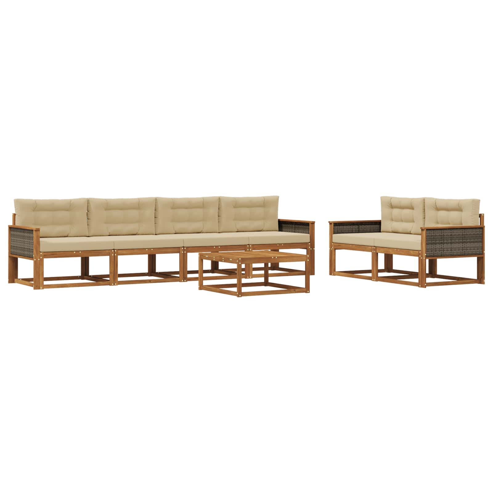 Outdoor-Sofagarnitur mit Kissen 7 pcs Natur und Beige