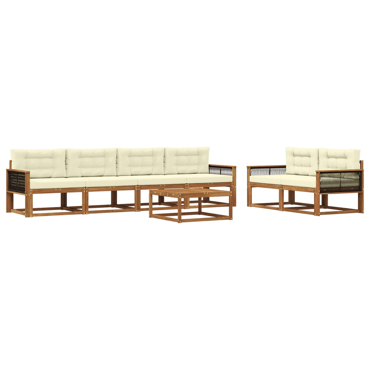 Outdoor-Sofagarnitur mit Kissen 7 pcs Natur und Creme