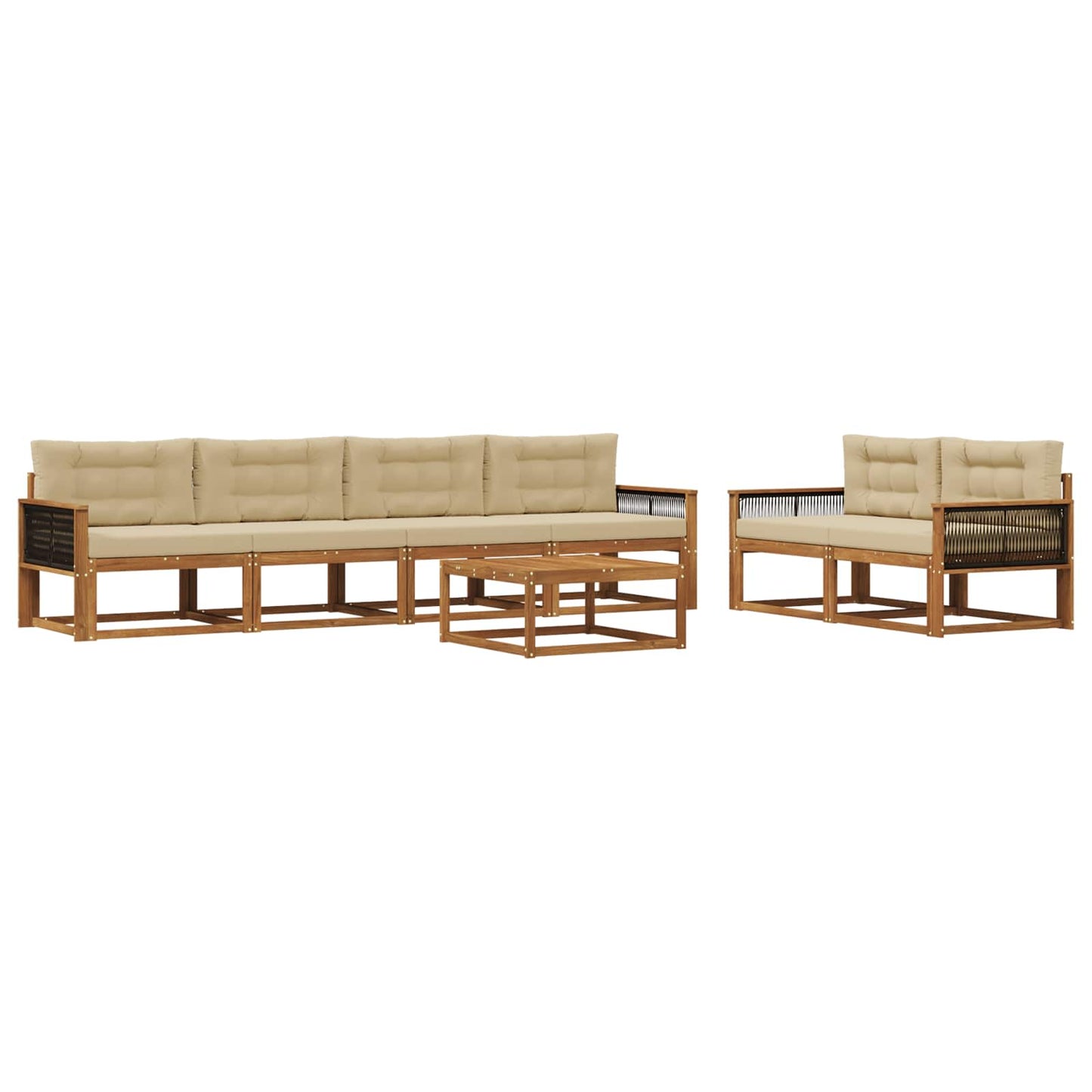 Outdoor-Sofagarnitur mit Kissen 7 pcs Natur und Beige
