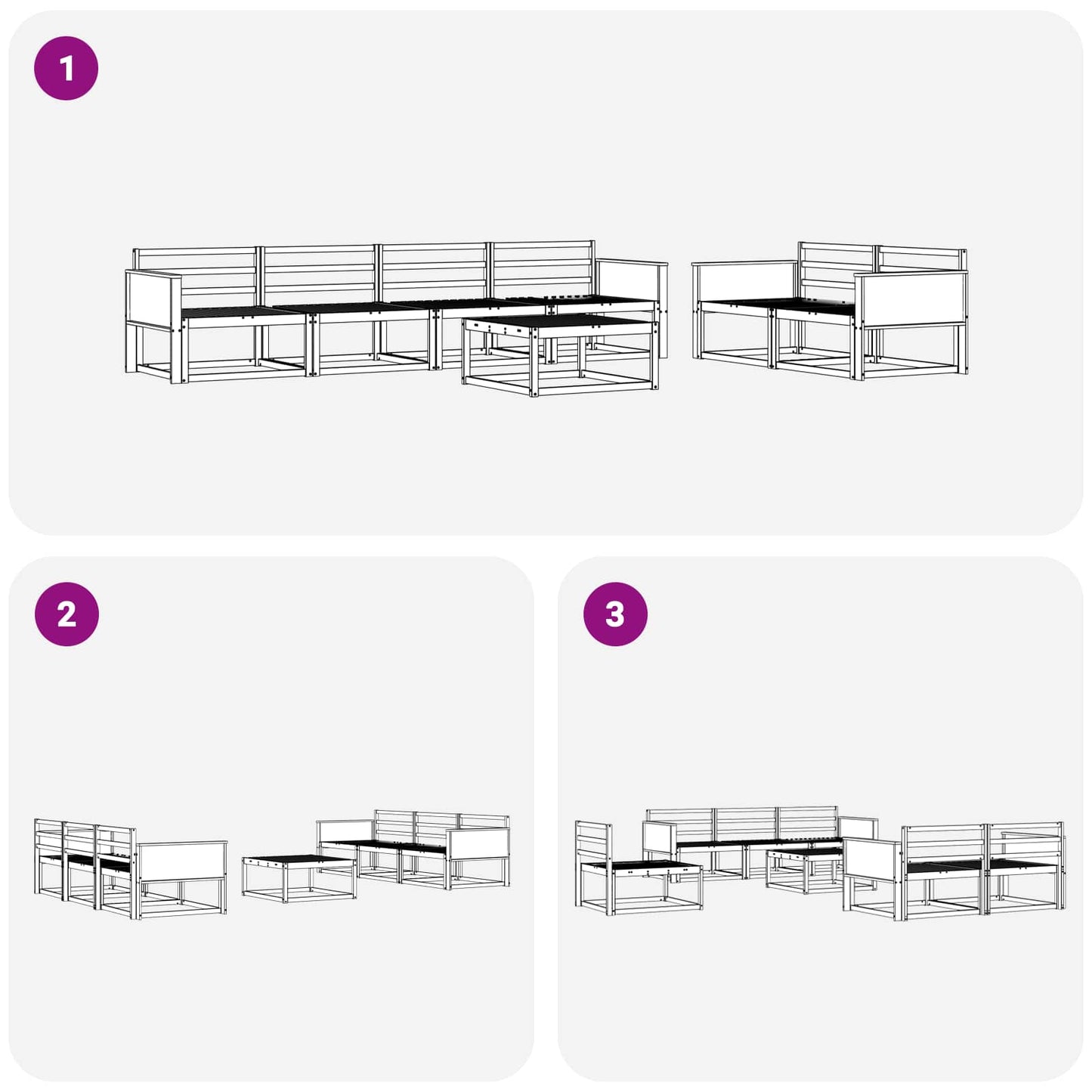 Outdoor-Sofagarnitur 7 pcs Natur Massivholz Akazie