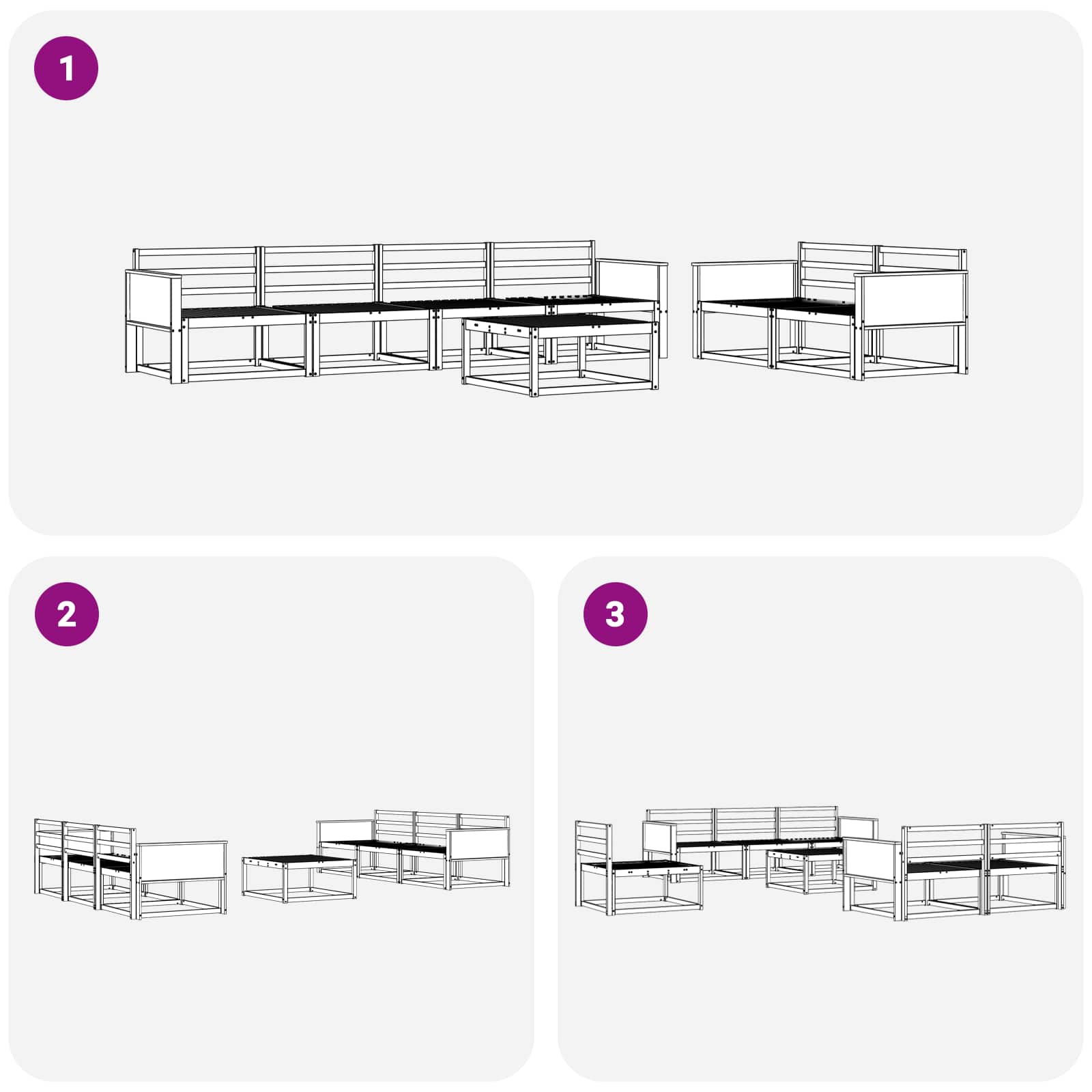 Outdoor-Sofagarnitur 7 pcs Natur Massivholz Akazie