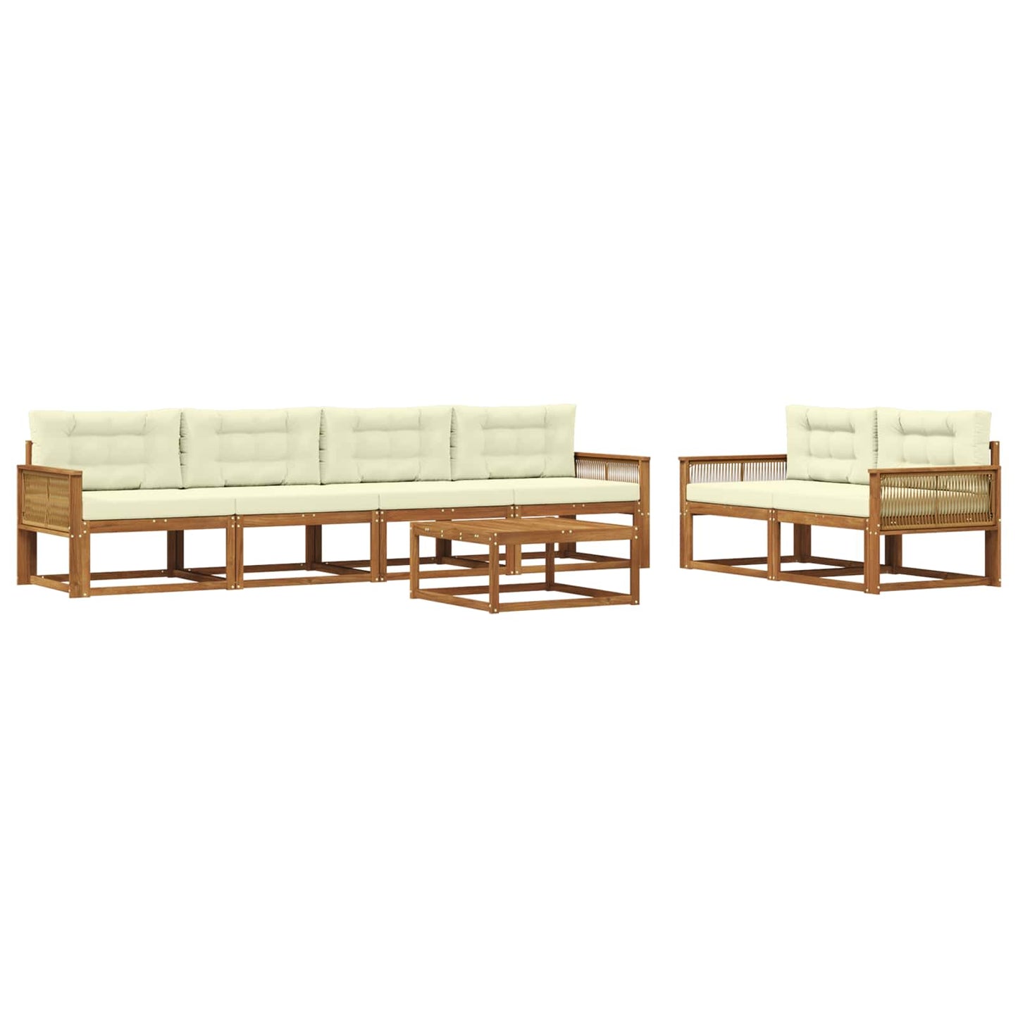 Outdoor-Sofagarnitur mit Kissen 7 pcs Natur und Creme