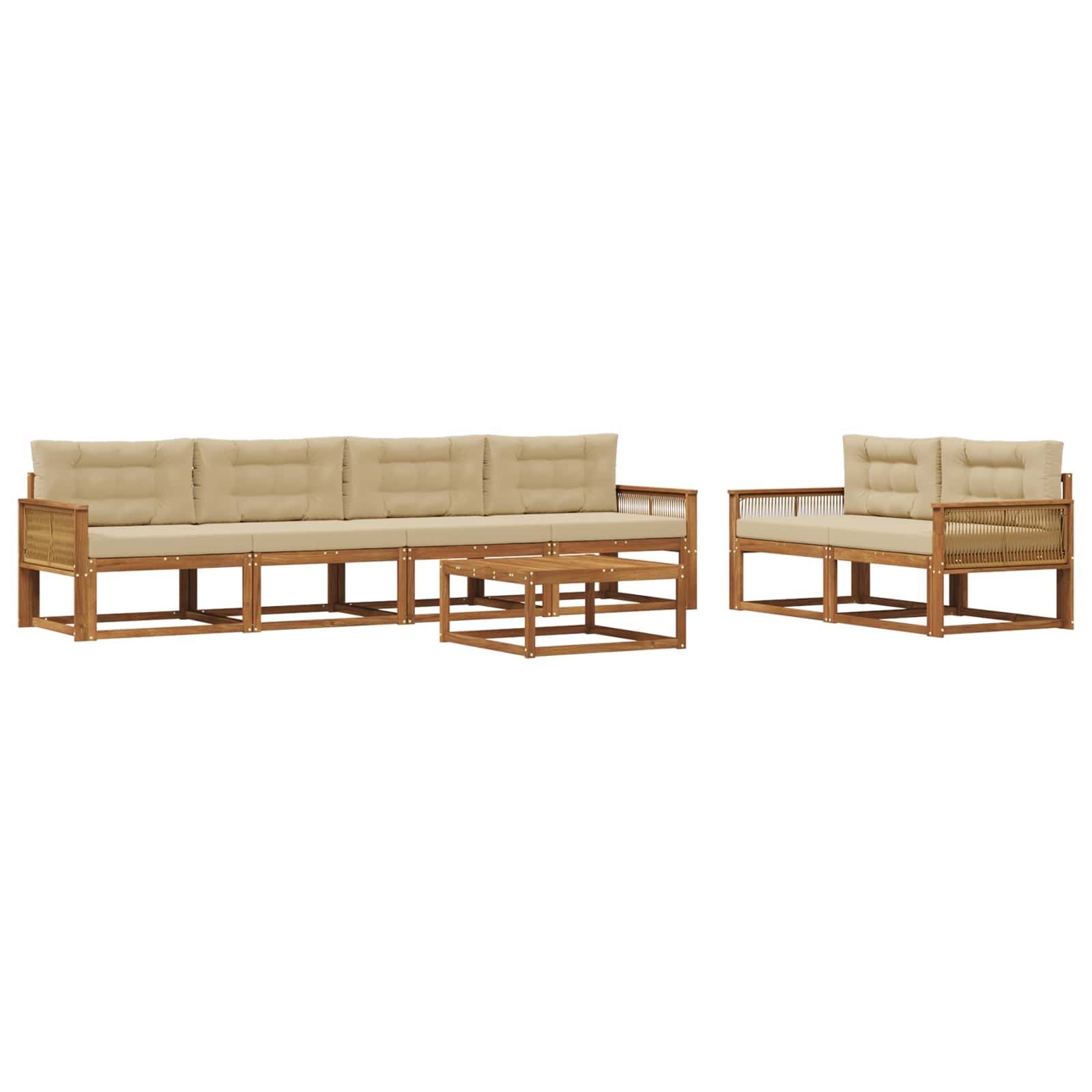 Outdoor-Sofagarnitur mit Kissen 7 pcs Natur und Beige