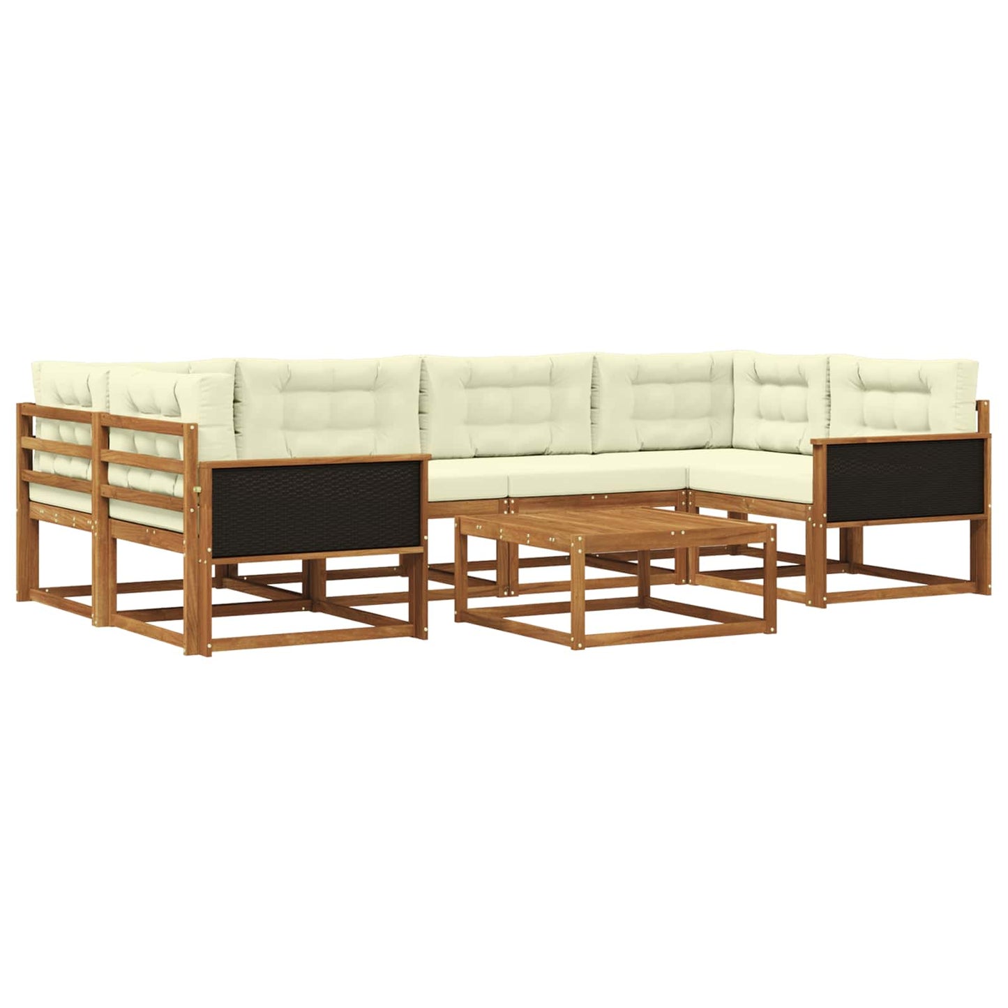 Outdoor-Sofagarnitur mit Kissen 7 pcs Natur und Creme