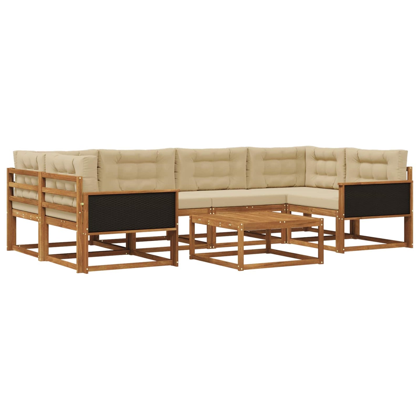 Outdoor-Sofagarnitur mit Kissen 7 pcs Natur und Beige