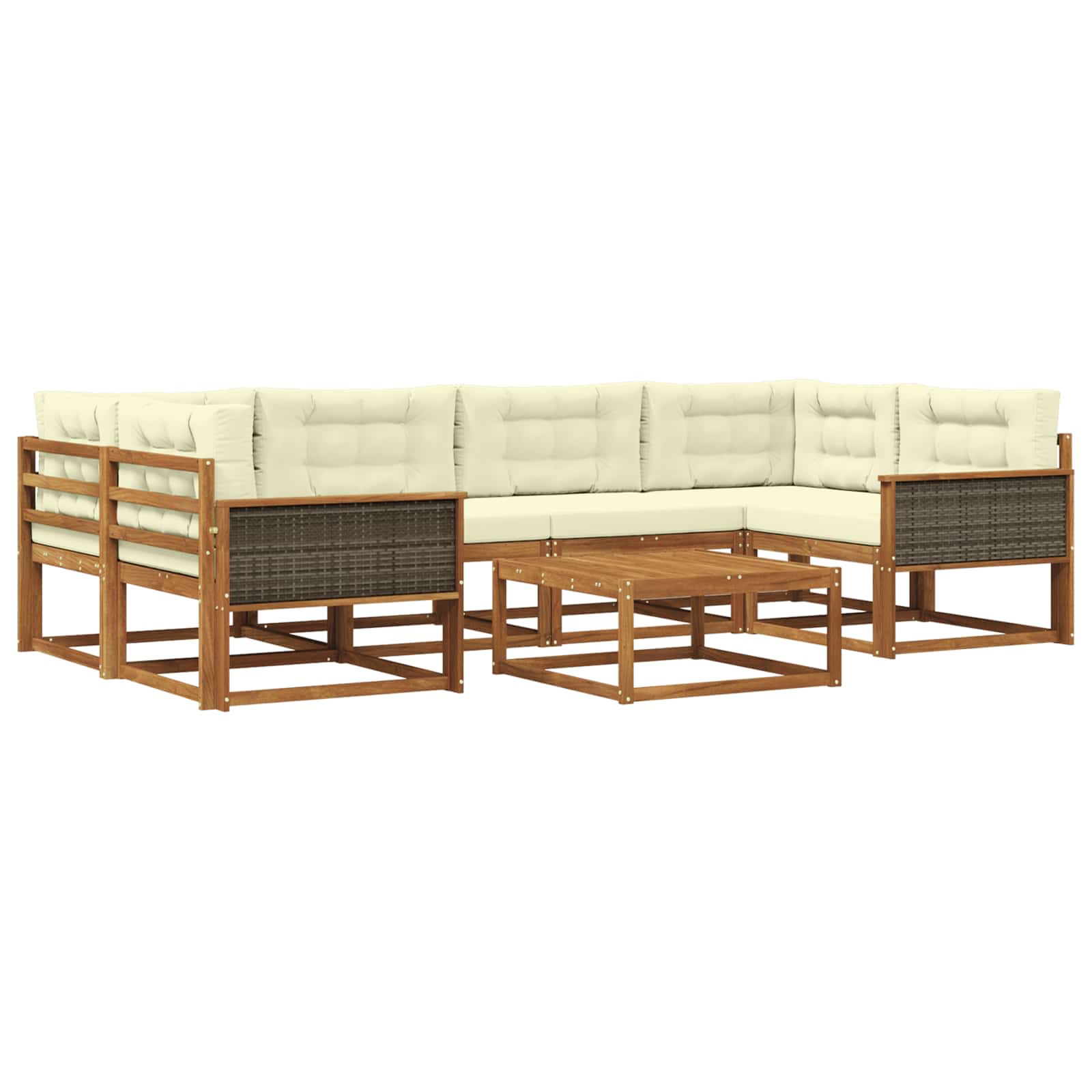Outdoor-Sofagarnitur mit Kissen 7 pcs Natur und Creme
