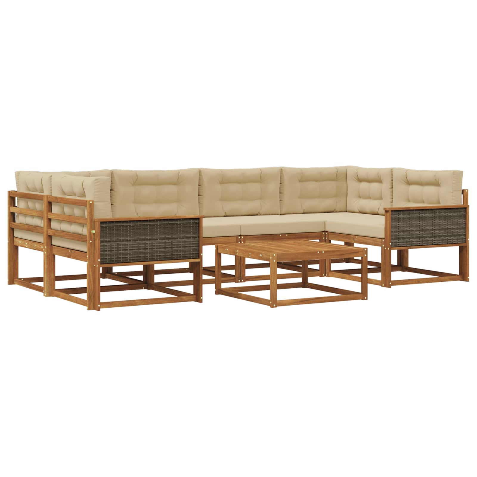 Outdoor-Sofagarnitur mit Kissen 7 pcs Natur und Beige