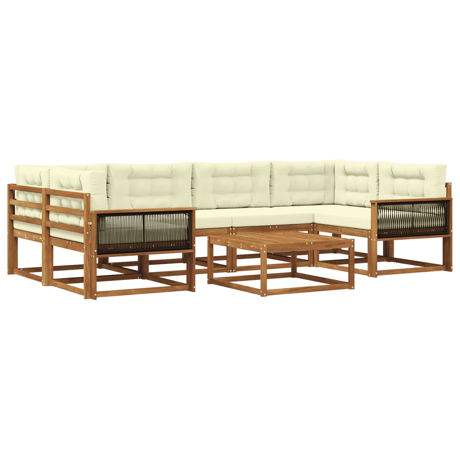 Outdoor-Sofagarnitur mit Kissen 7 pcs Natur und Creme