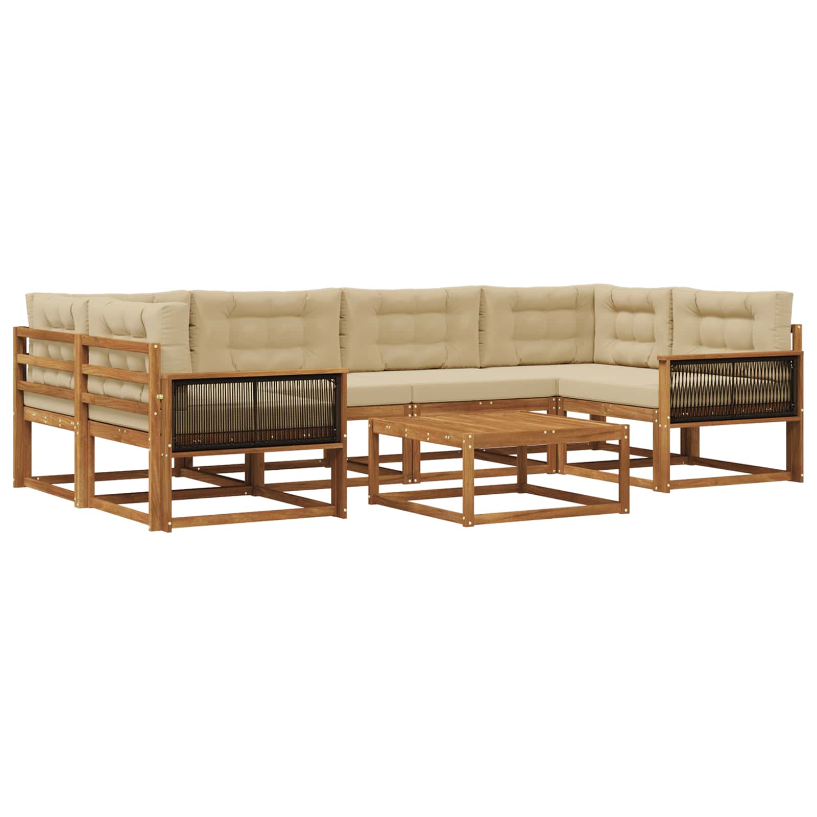 Outdoor-Sofagarnitur mit Kissen 7 pcs Natur und Beige