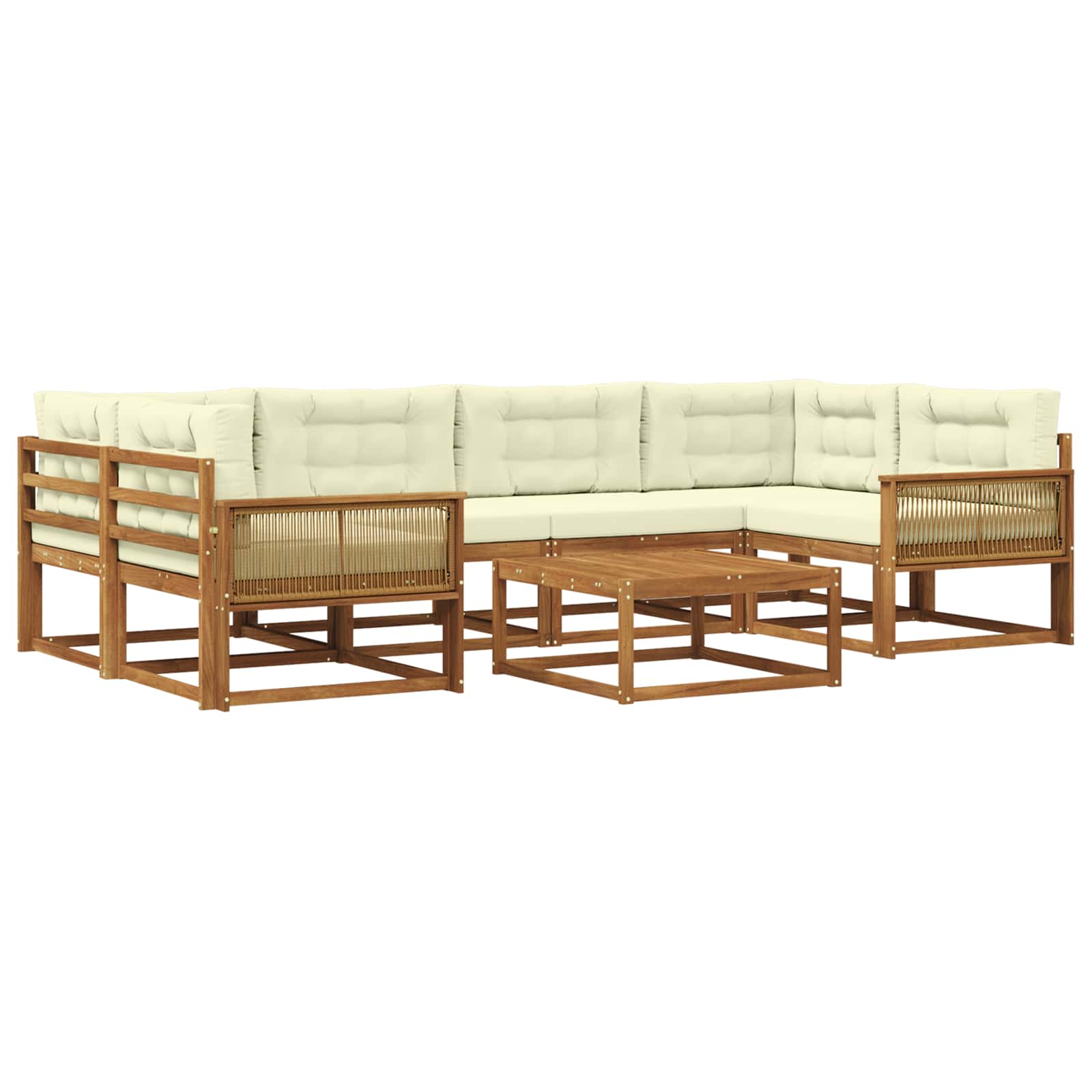 Outdoor-Sofagarnitur mit Kissen 7 pcs Natur und Creme
