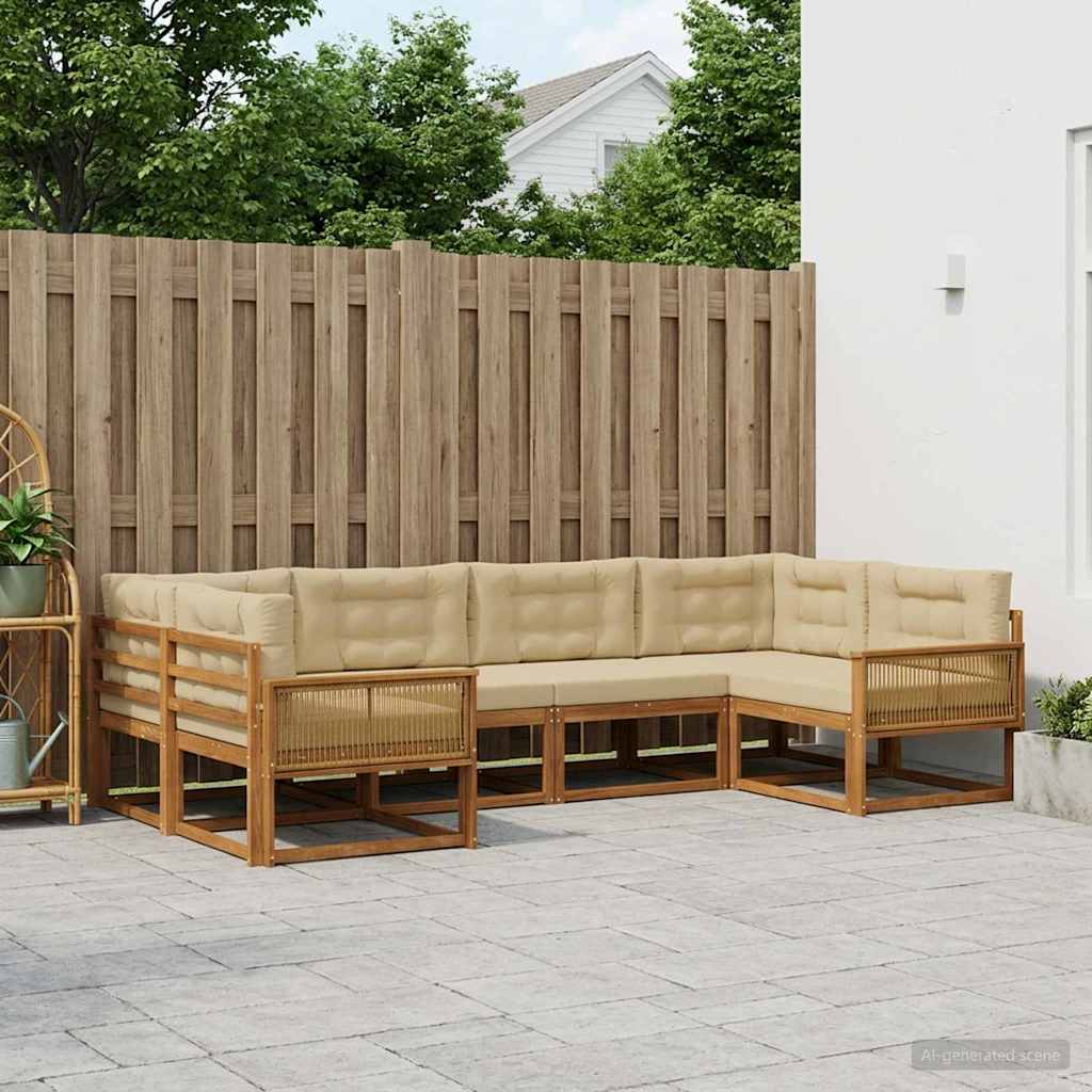 Outdoor-Sofagarnitur mit Kissen 7 pcs Natur und Beige