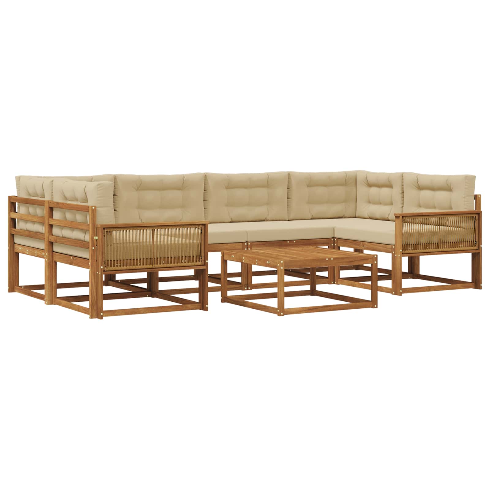 Outdoor-Sofagarnitur mit Kissen 7 pcs Natur und Beige