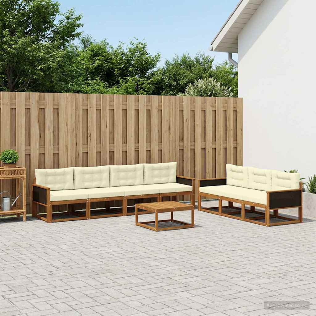Outdoor-Sofagarnitur mit Kissen 8 pcs Natur und Creme