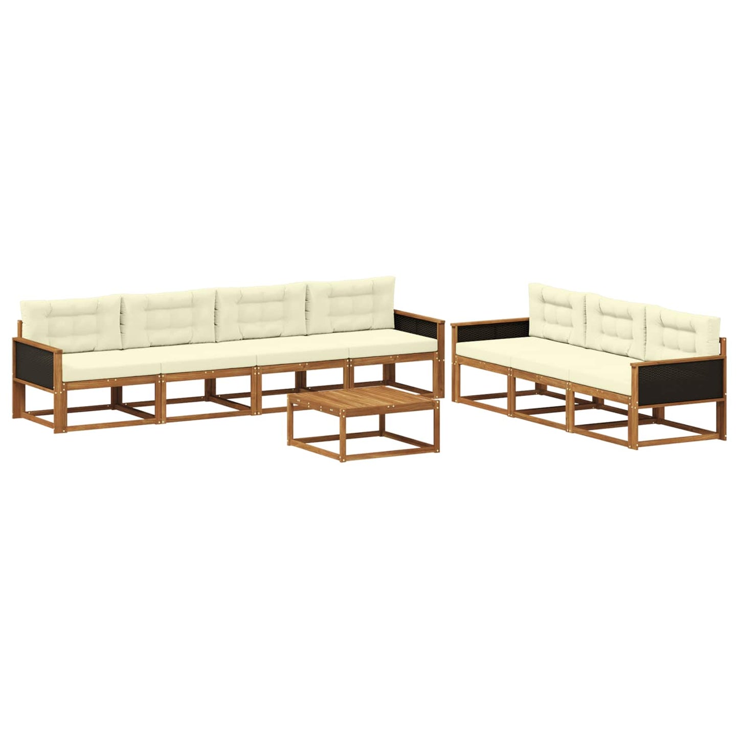 Outdoor-Sofagarnitur mit Kissen 8 pcs Natur und Creme