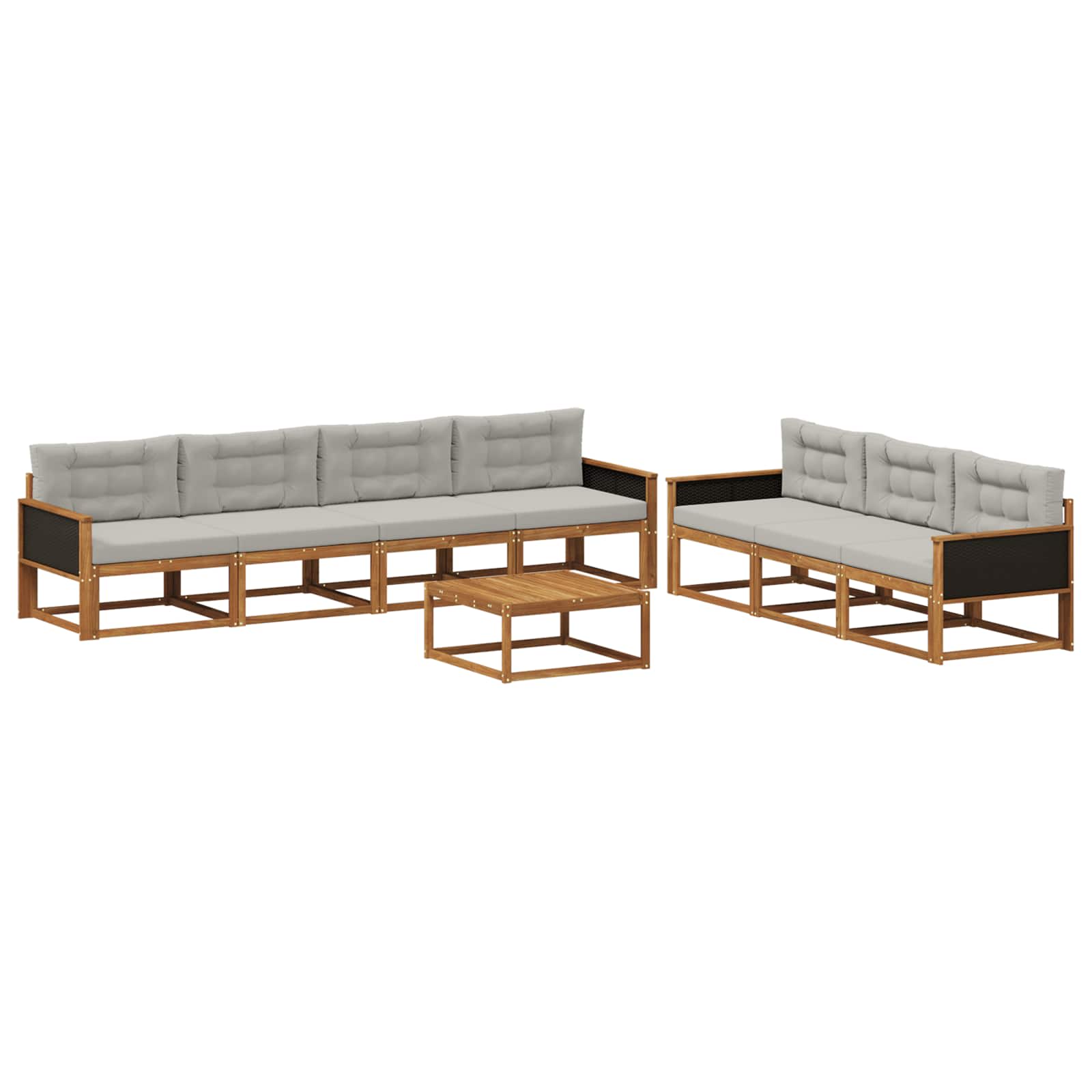 Outdoor-Sofagarnitur mit Kissen 8 pcs Natural and Light grey