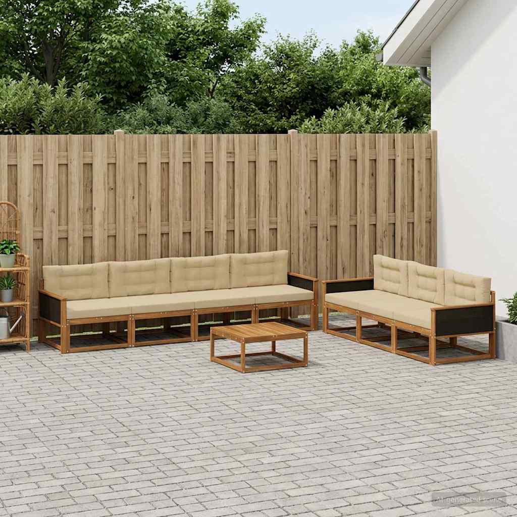 Outdoor-Sofagarnitur mit Kissen 8 pcs Natur und Beige