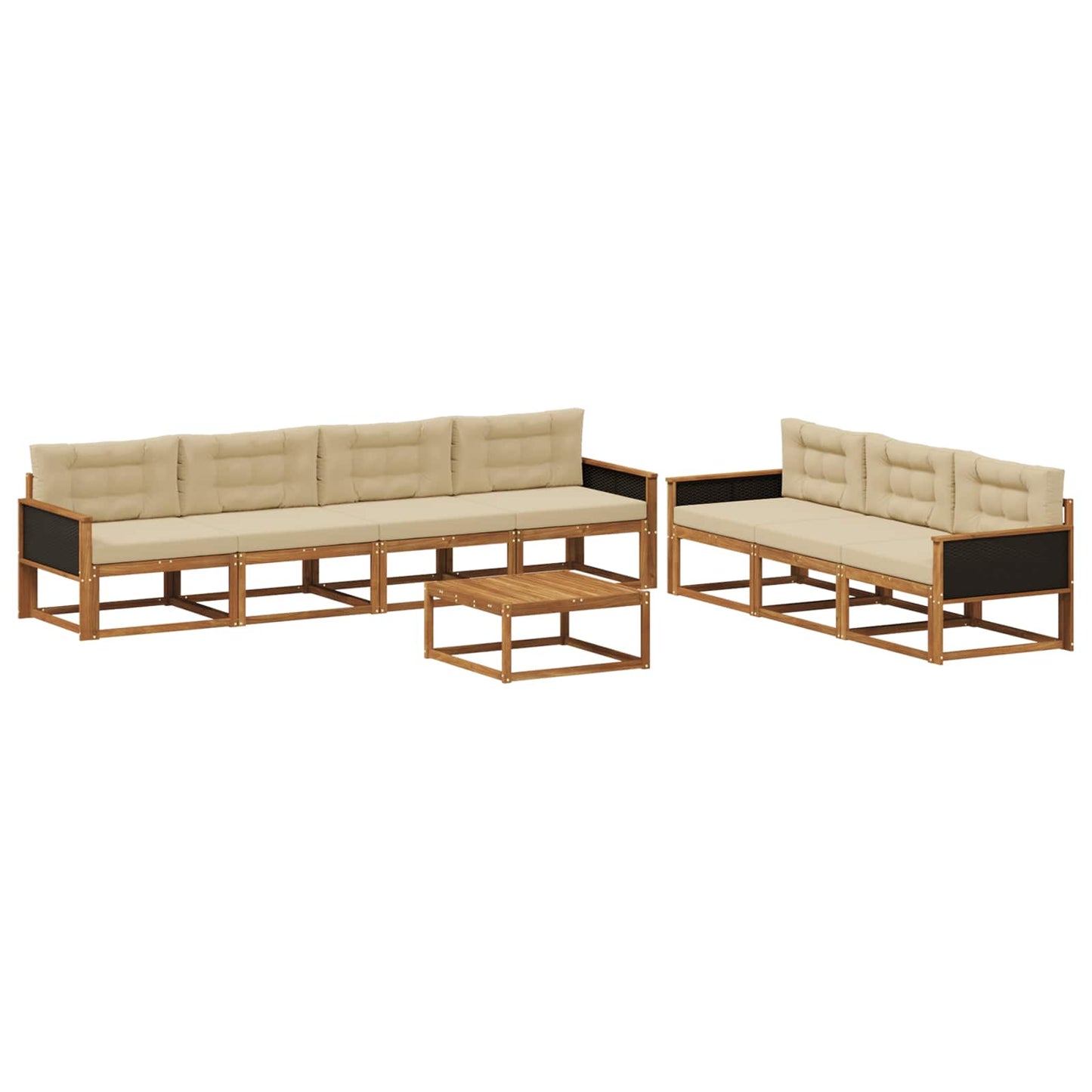 Outdoor-Sofagarnitur mit Kissen 8 pcs Natur und Beige