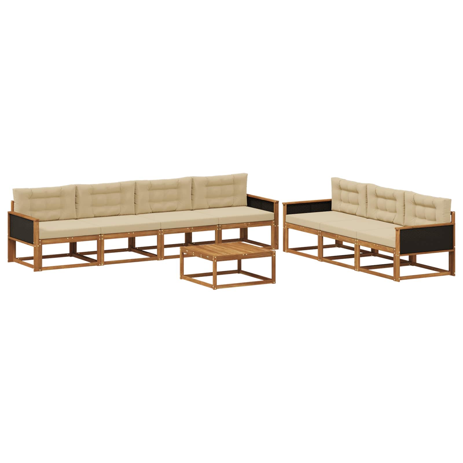 Outdoor-Sofagarnitur mit Kissen 8 pcs Natur und Beige