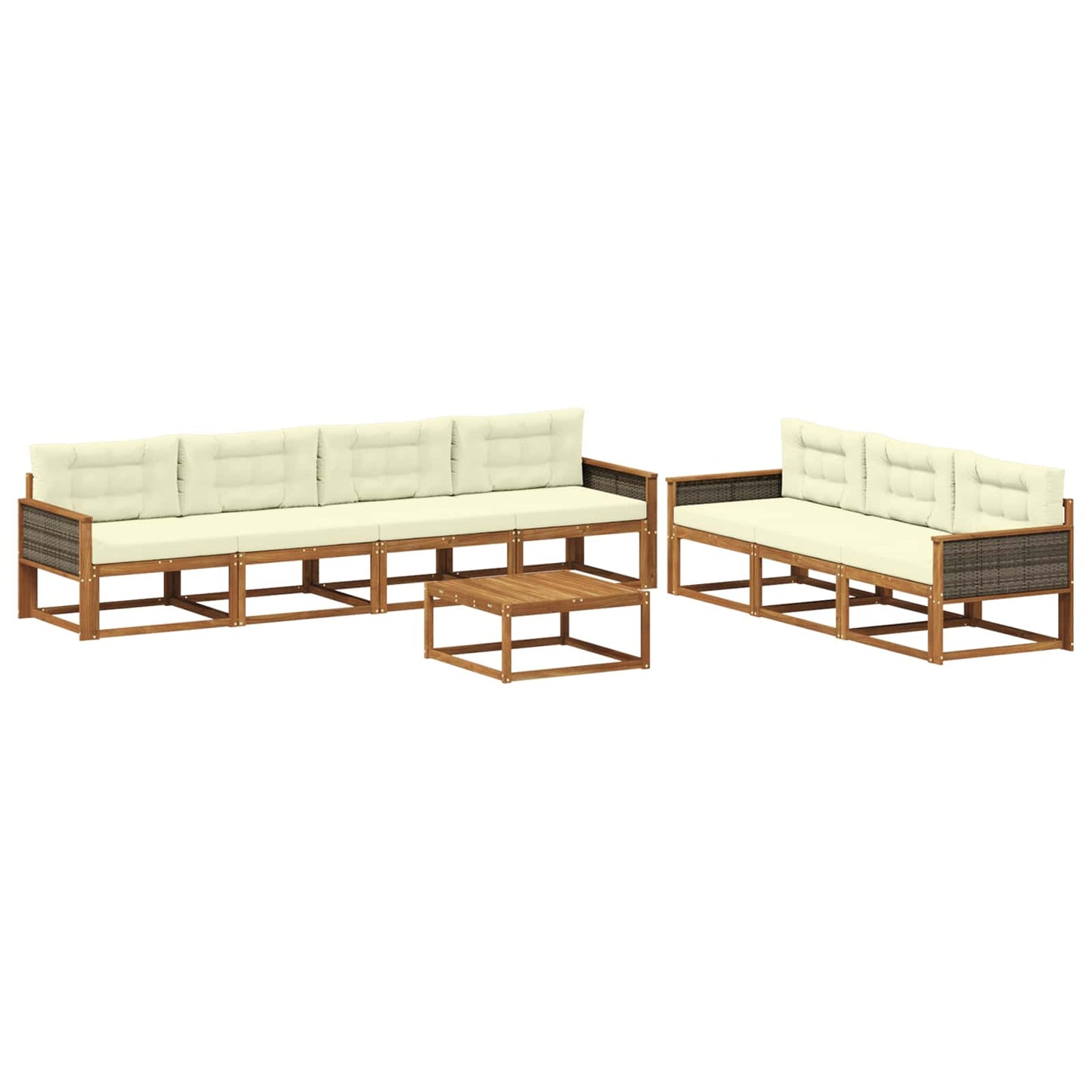 Outdoor-Sofagarnitur mit Kissen 8 pcs Natur und Creme