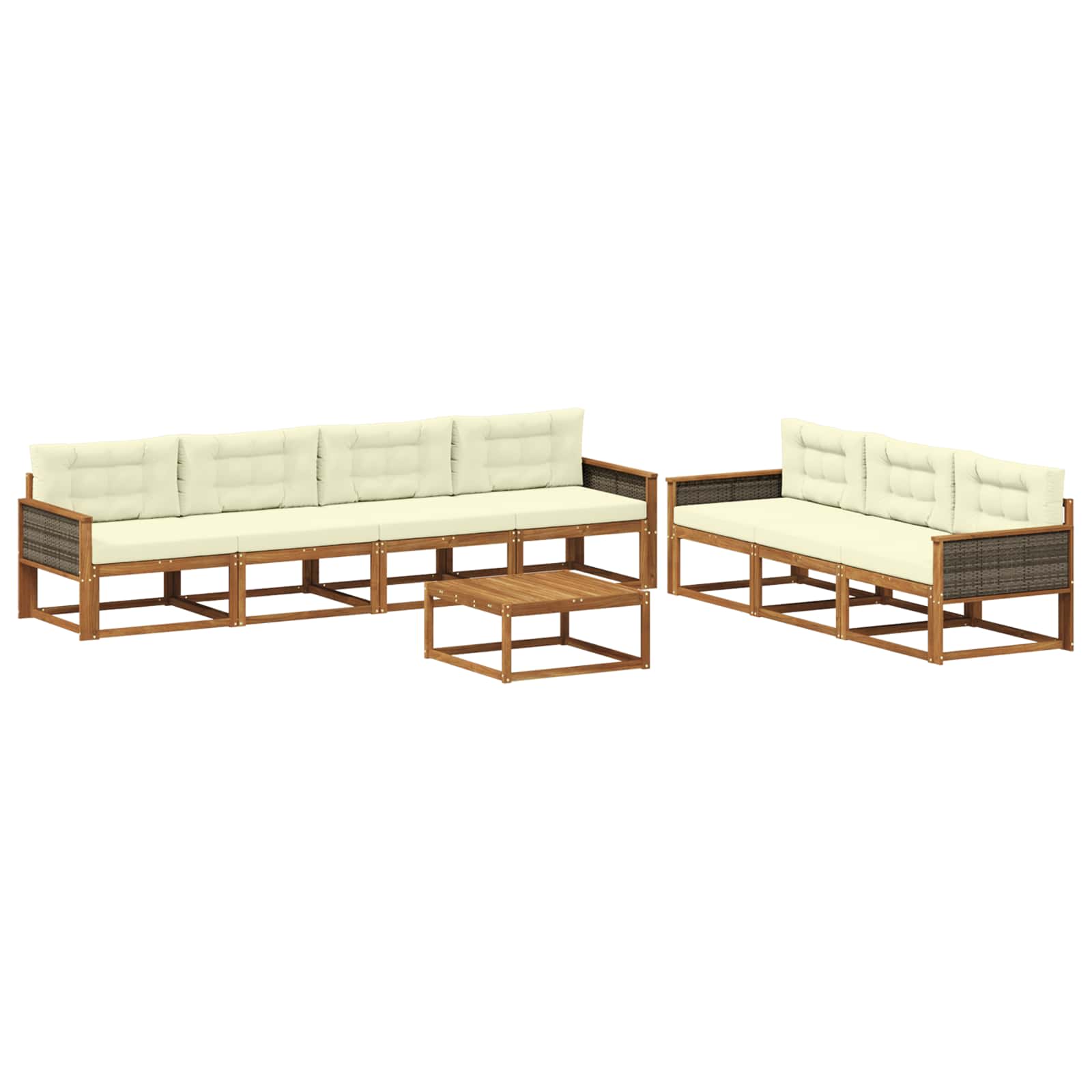Outdoor-Sofagarnitur mit Kissen 8 pcs Natur und Creme