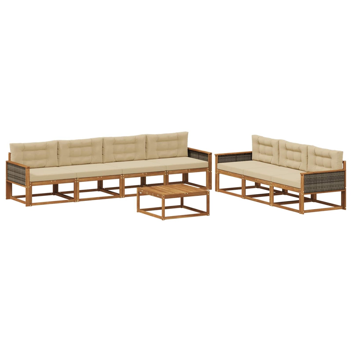 Outdoor-Sofagarnitur mit Kissen 8 pcs Natur und Beige