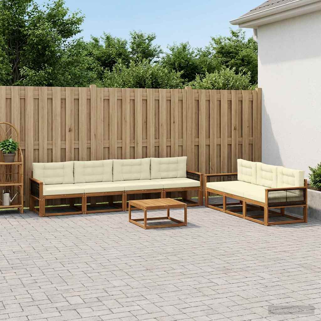 Outdoor-Sofagarnitur mit Kissen 8 pcs Natur und Creme