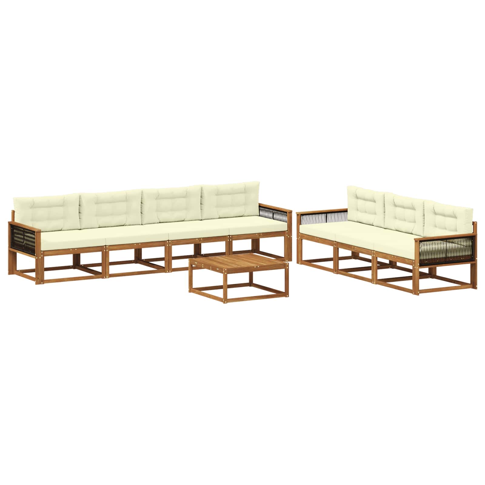 Outdoor-Sofagarnitur mit Kissen 8 pcs Natur und Creme