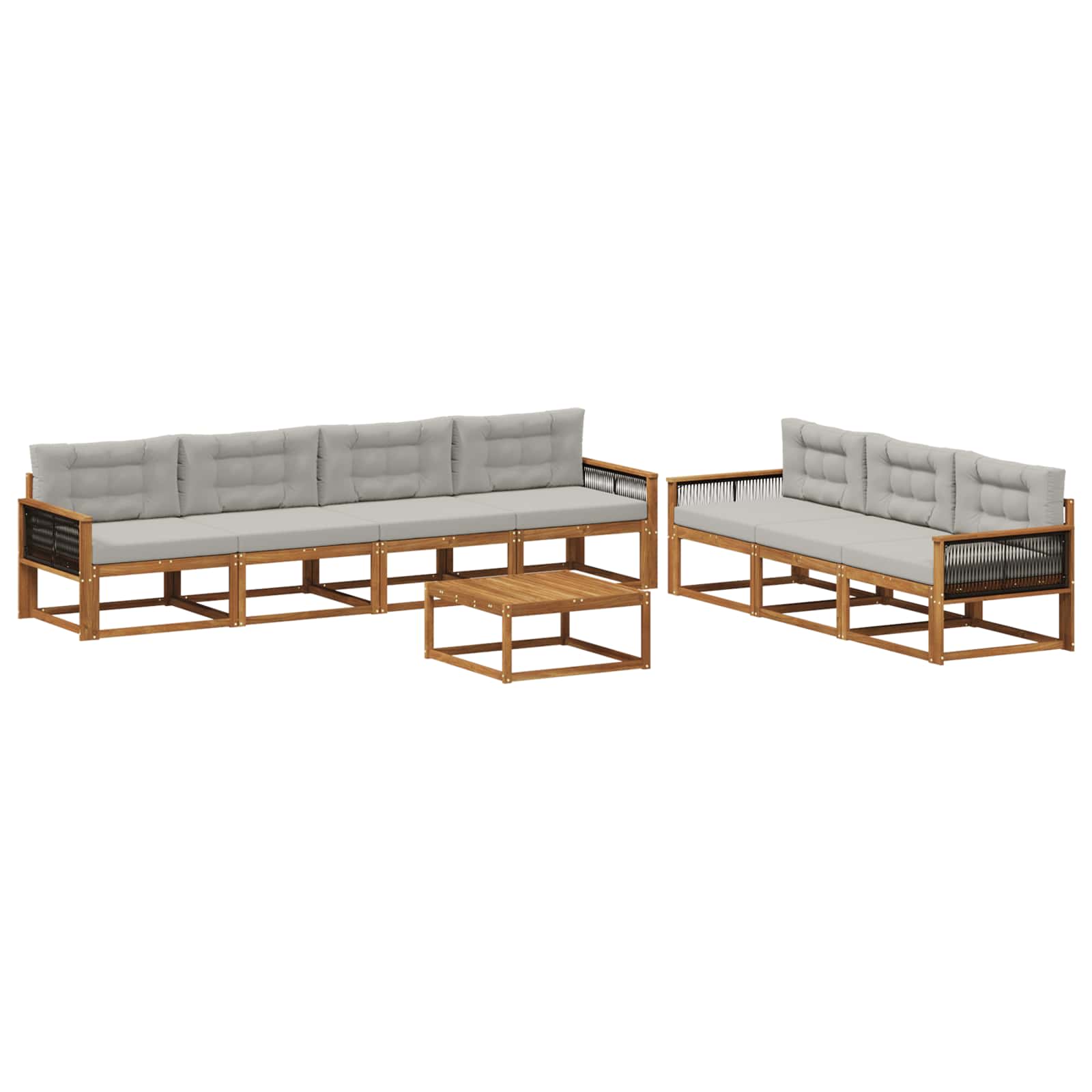 Outdoor-Sofagarnitur mit Kissen 8 pcs Natural and Light grey