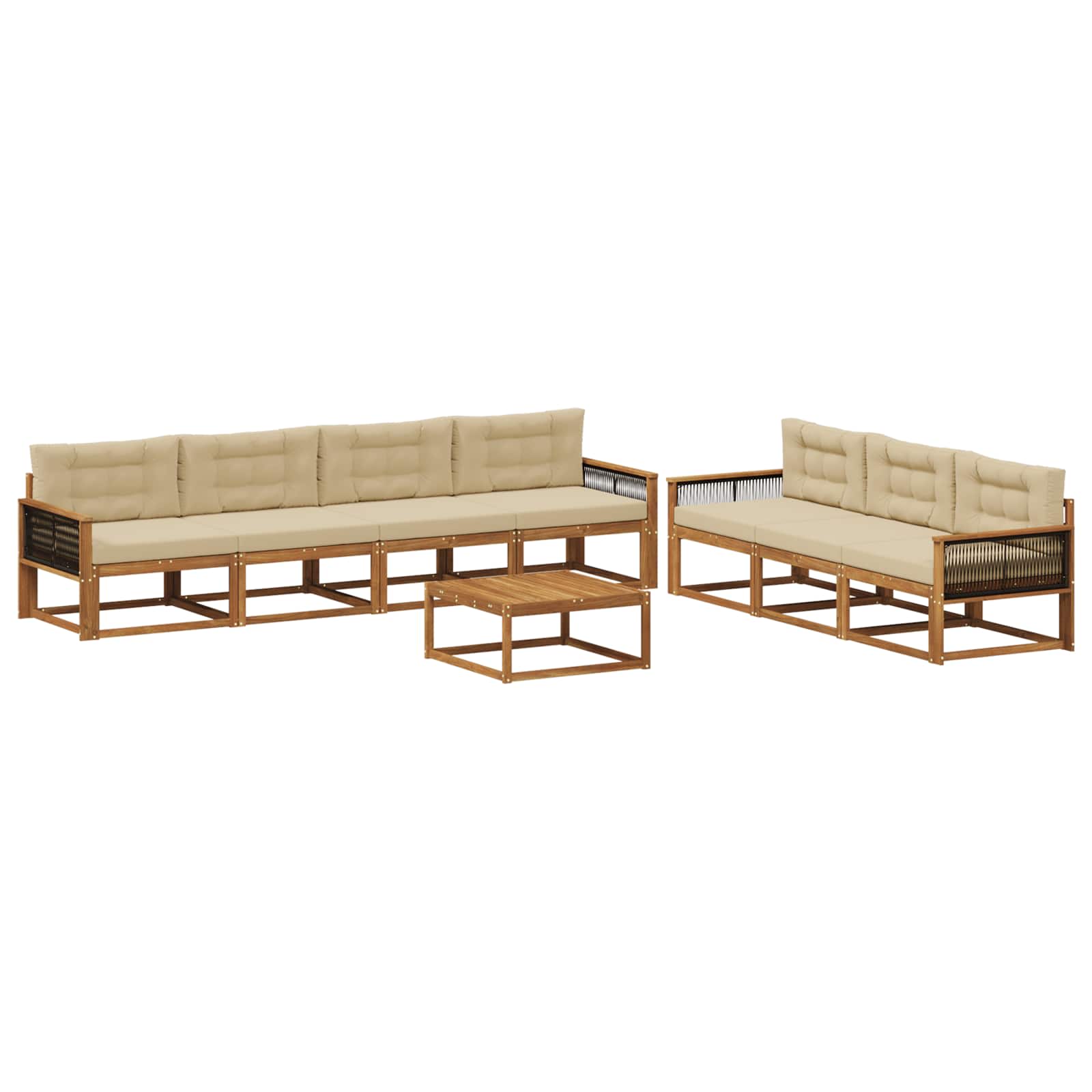 Outdoor-Sofagarnitur mit Kissen 8 pcs Natur und Beige