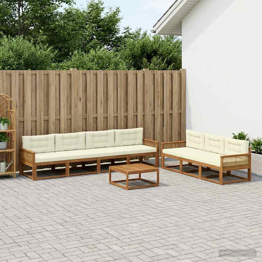 Outdoor-Sofagarnitur mit Kissen 8 pcs Natur und Creme