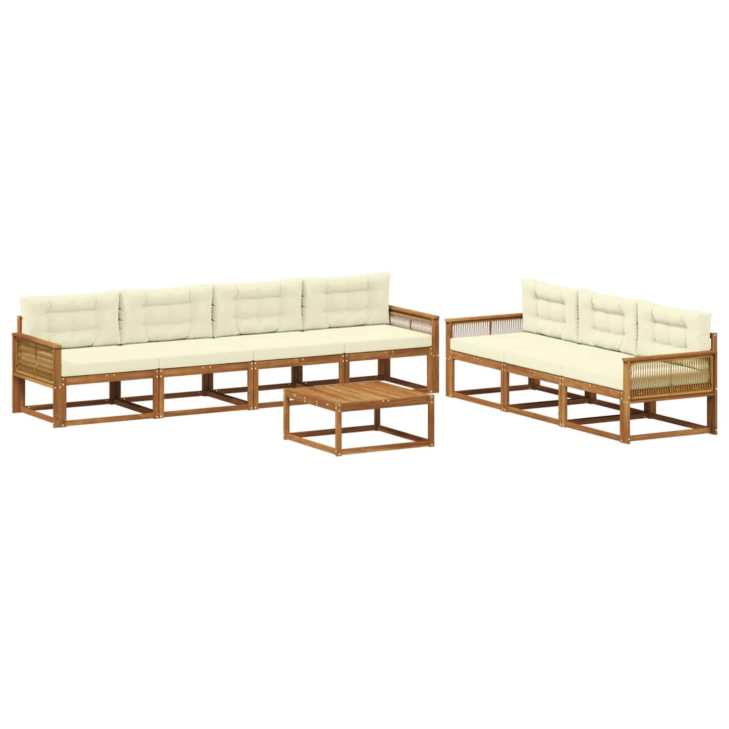 Outdoor-Sofagarnitur mit Kissen 8 pcs Natur und Creme