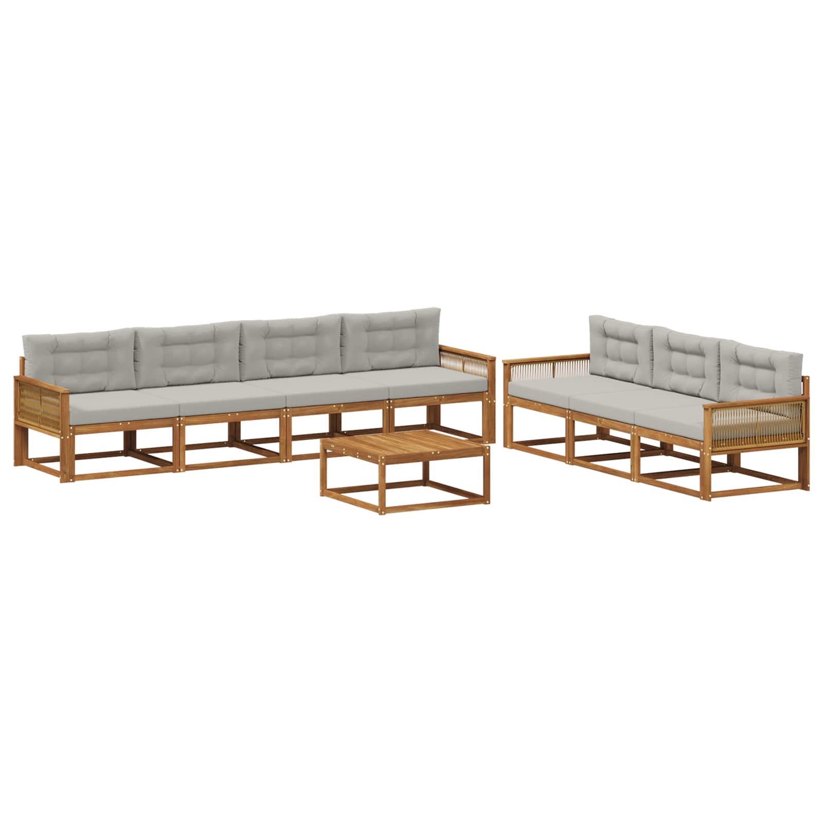 Outdoor-Sofagarnitur mit Kissen 8 pcs Natural and Light grey