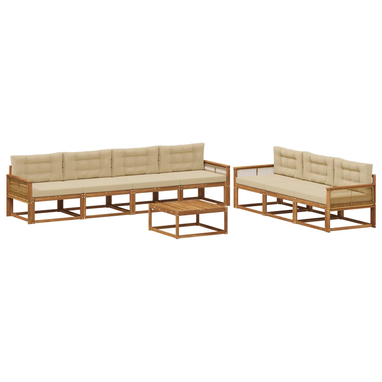 Outdoor-Sofagarnitur mit Kissen 8 pcs Natur und Beige