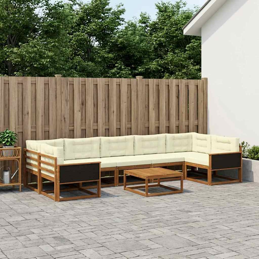 Outdoor-Sofagarnitur 8 pcs Natur und Creme