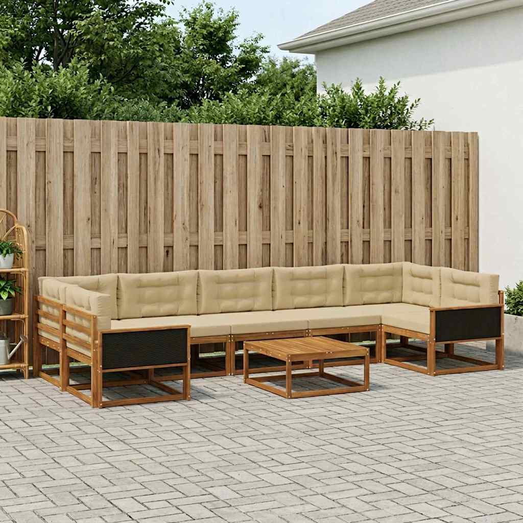Outdoor-Sofagarnitur mit Kissen 8 pcs Natur und Beige