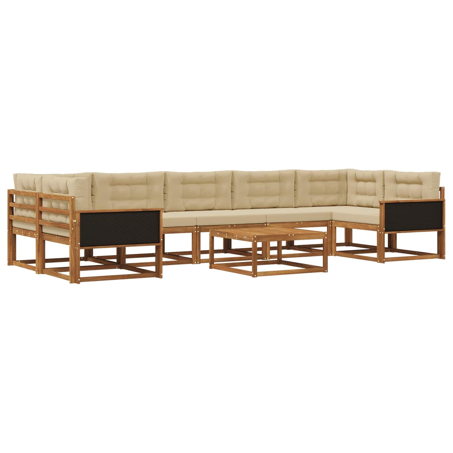 Outdoor-Sofagarnitur mit Kissen 8 pcs Natur und Beige