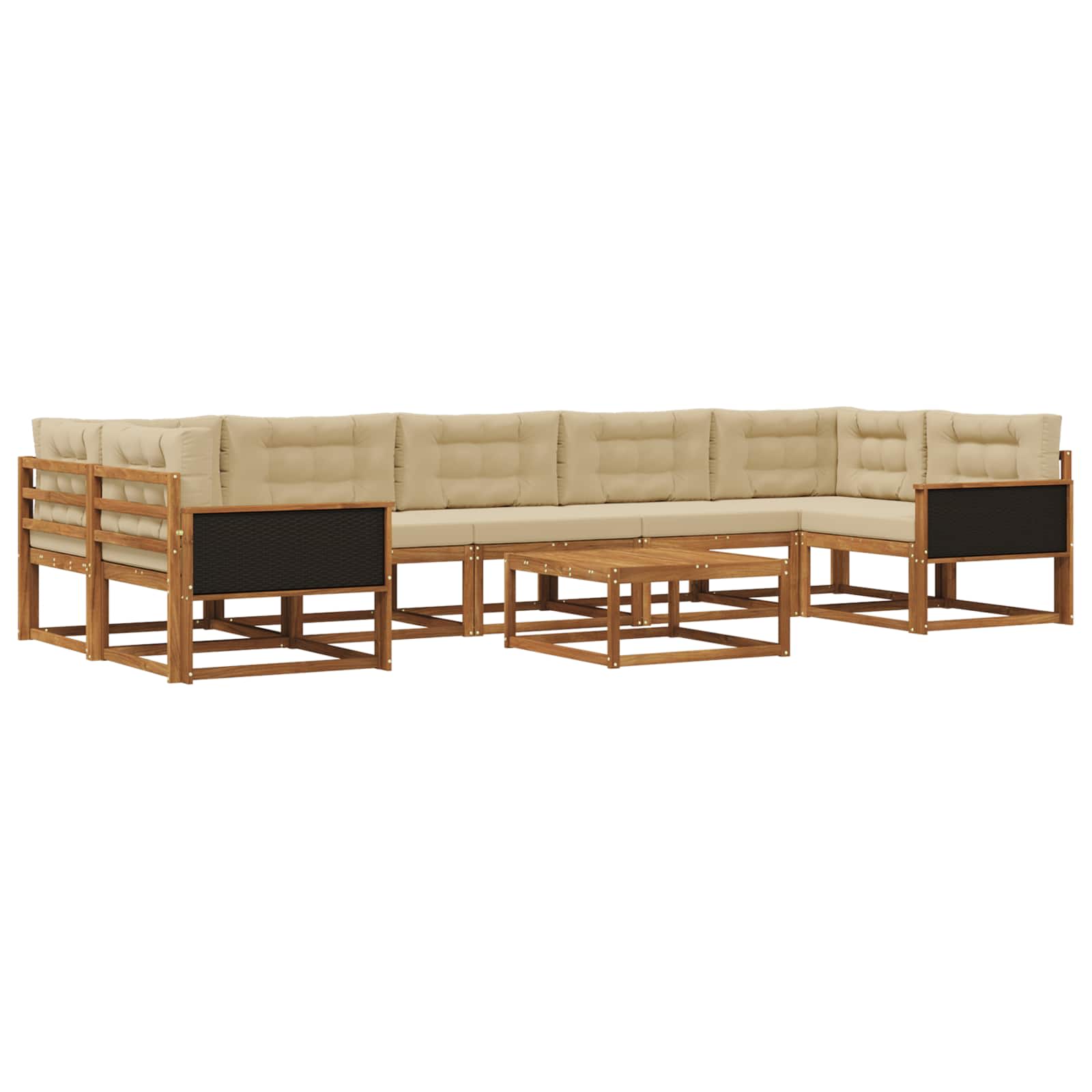 Outdoor-Sofagarnitur mit Kissen 8 pcs Natur und Beige
