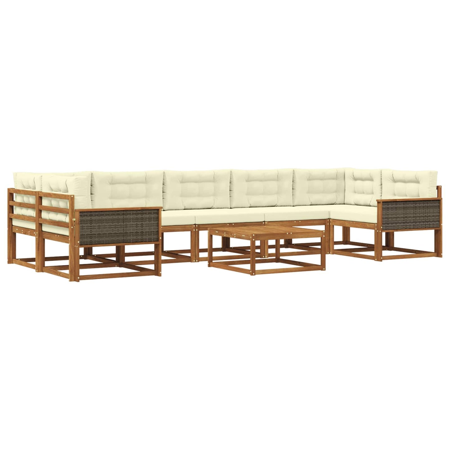 Outdoor-Sofagarnitur mit Kissen 8 pcs Natur und Creme
