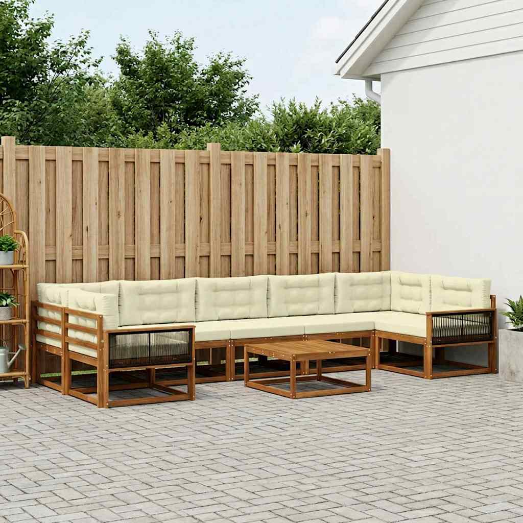 Outdoor-Sofagarnitur mit Kissen 8 pcs Natur und Creme