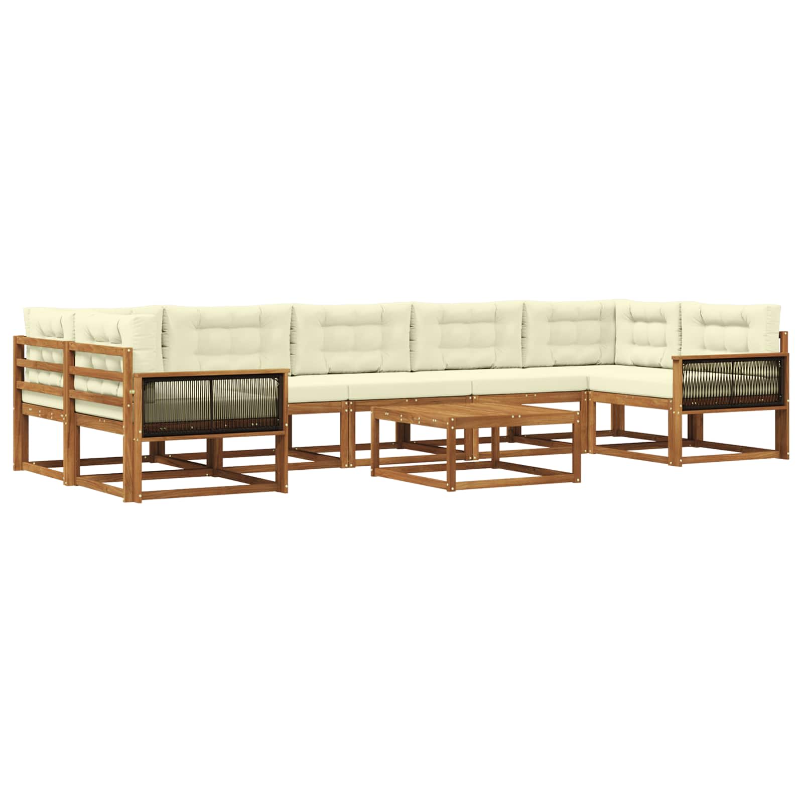 Outdoor-Sofagarnitur mit Kissen 8 pcs Natur und Creme