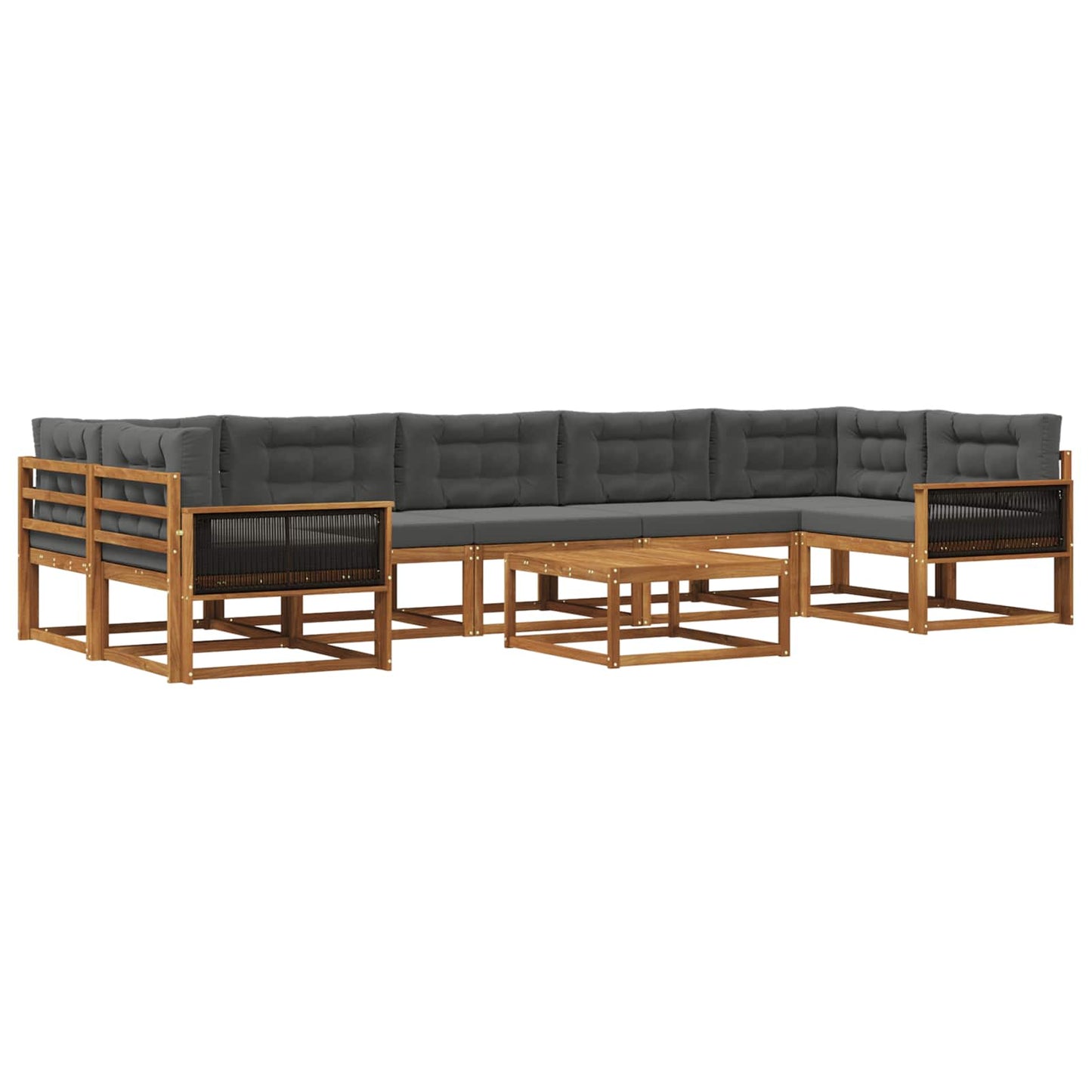 Outdoor-Sofagarnitur mit Kissen 8 pcs Natur und Anthrazit