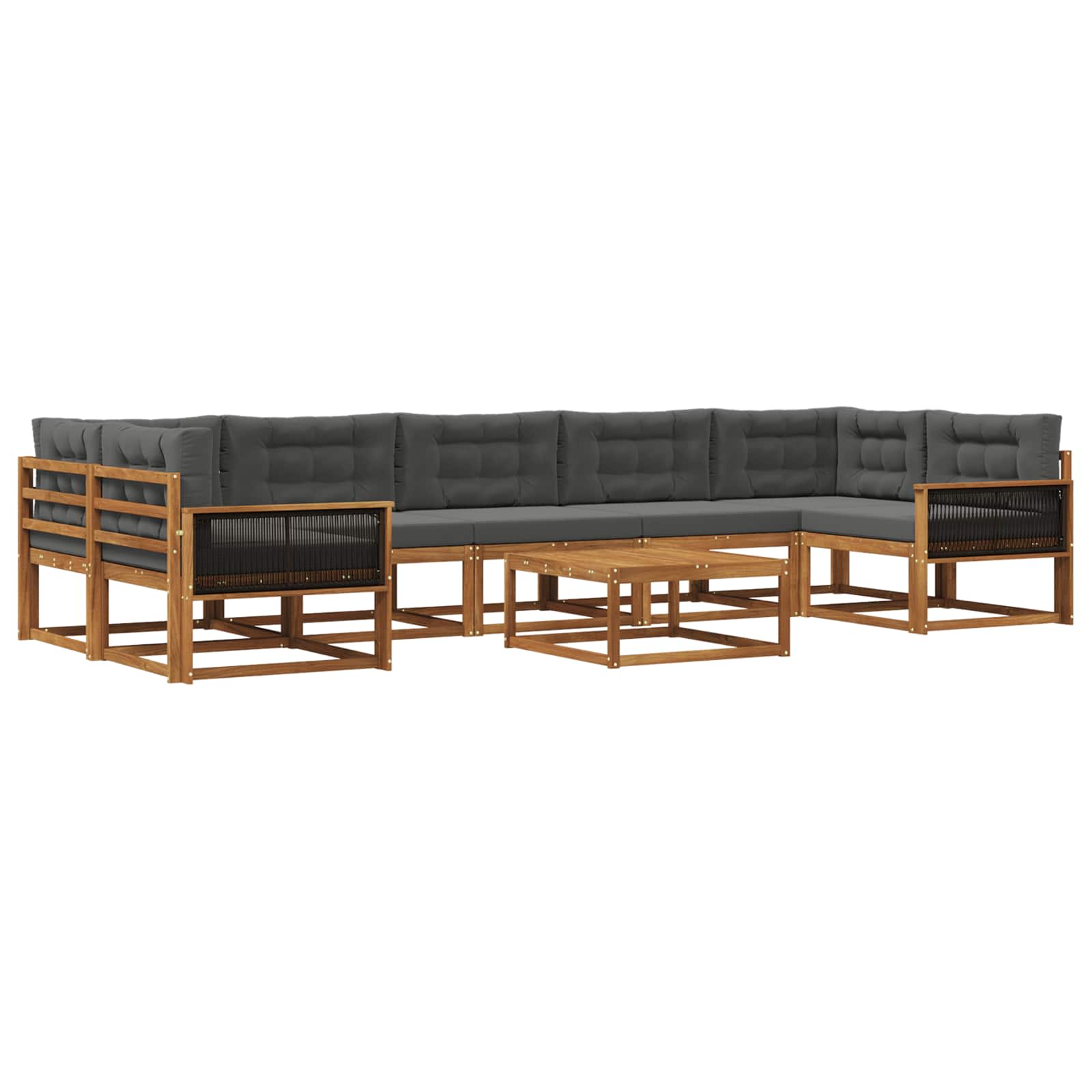 Outdoor-Sofagarnitur mit Kissen 8 pcs Natur und Anthrazit