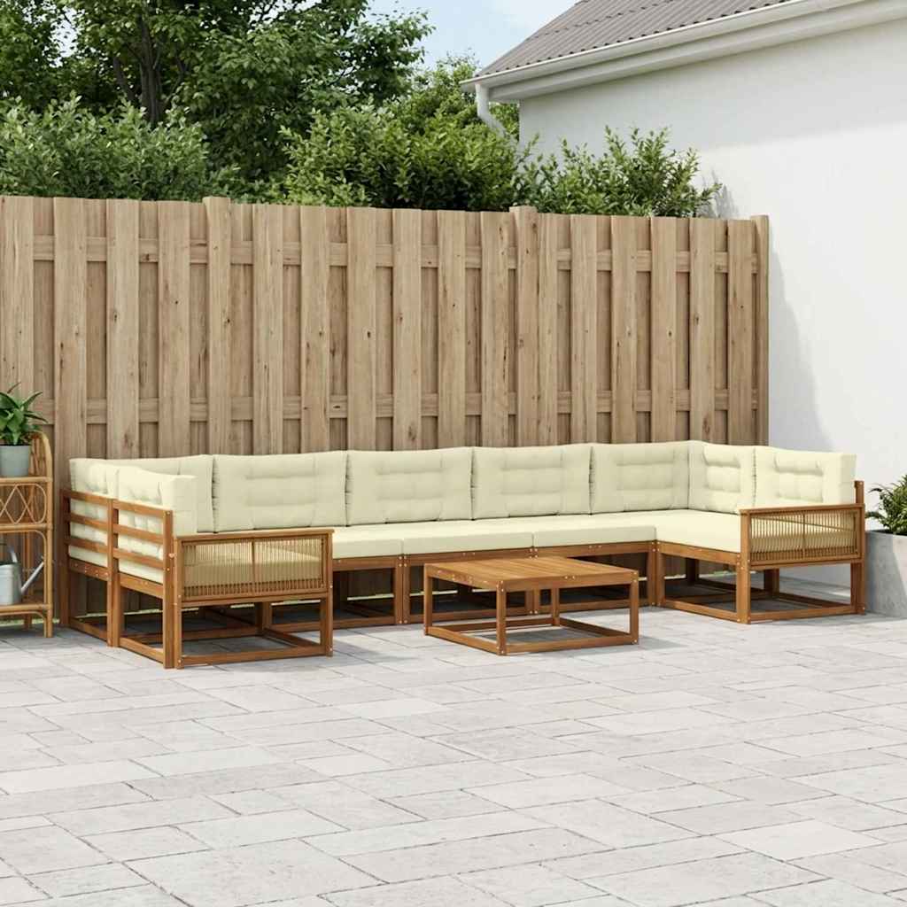 Outdoor-Sofagarnitur mit Kissen 8 pcs Natur und Creme